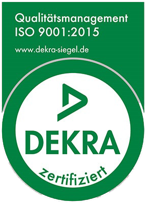 DEKRA-Siegel: Qualitätsmanagement ISO 9001:2015 zertifiziert